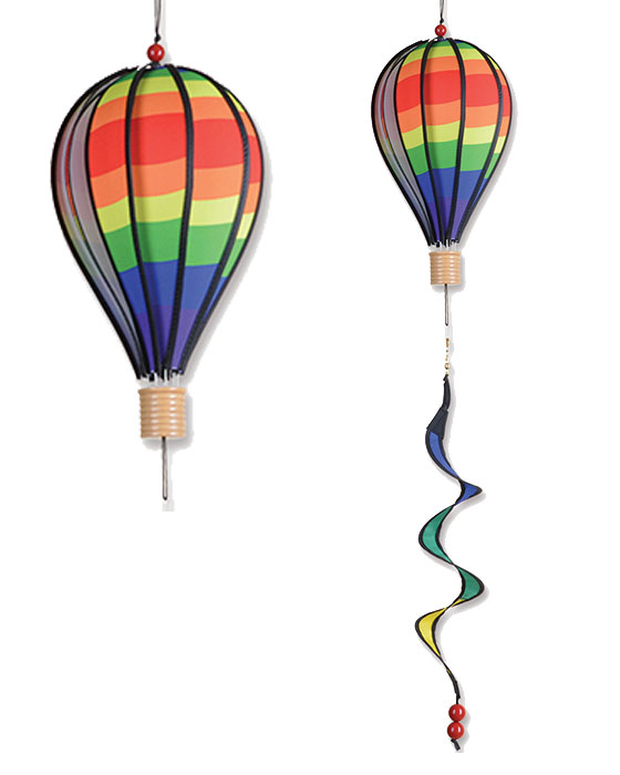 12 Inch classic rainbow spinning balloon with wooden basket