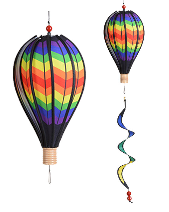 12 Inch double chevron spinning balloon with wooden basket