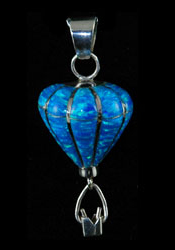 3-D Sterling Silver & Blue Opal Pendant