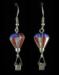 3-D Silver & Stone Inlaid Flag Earrings