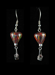 3-D Sterling Silver & Red Opal Earrings