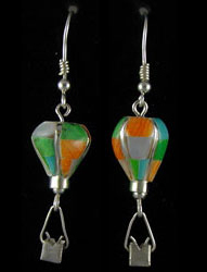 3-D Silver & Stone Inlaid Earrings